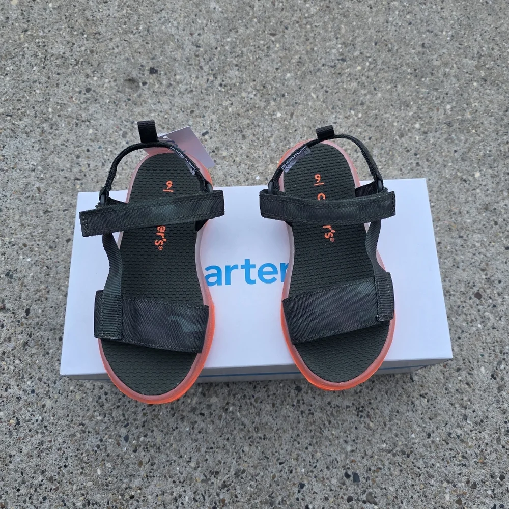 Carter's Kids Sandals - Black and Orange Size 8
